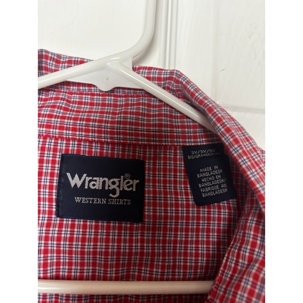 Wrangler Shirt Mens 3XL Long Sleeve Pearl Snap Western Red Plaid Cowboy Rodeo - Picture 3 of 11